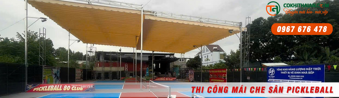 Thi công mái che sân pickleball