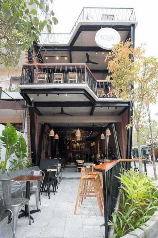 Quán cafe xây dựng trên khung thép nhỏ đẹp 