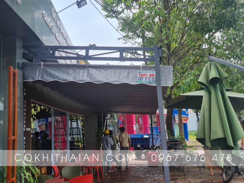 thiết kế thi công mái che quán cafe tại long thành đồng nai